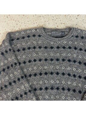 Vintage David Taylor Grandpa Fair Isle Patterned Crewneck Sweater Sz Large Tall